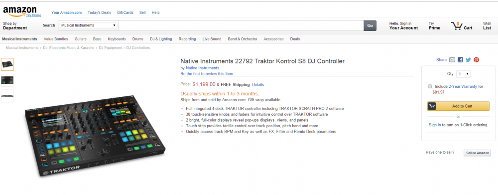 Native Instruments Traktor S8 leaked by Amazon.